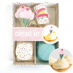 Cake Craft Happy Birthday Cake & Ice Cream Cupcake Kit Baking Cups