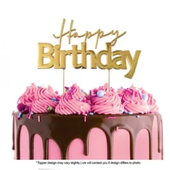 Cake Craft Happy Birthday Metal Topper | Gold | Style 1 Cake Toppers, Plaques & Candles