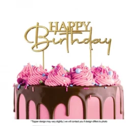 Cake Craft Happy Birthday Metal Topper | Gold | Style 2 Cake Toppers, Plaques & Candles
