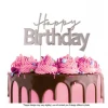 Cake Craft Cake Toppers, Plaques & Candles Happy Birthday Metal Topper | Silver | Style 1