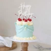 Mint Cake And Party HAPPY BIRTHDAY Silver/Clear Layered Cake Topper Cake Toppers, Plaques & Candles