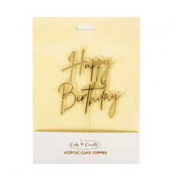 Mint Cake And Party HAPPY BIRTHDAY Gold/Clear Layered Cake Topper