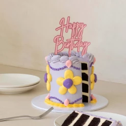Mint Cake And Party Cake Toppers, Plaques & Candles HAPPY BIRTHDAY Pink/Clear Layered Cake Topper