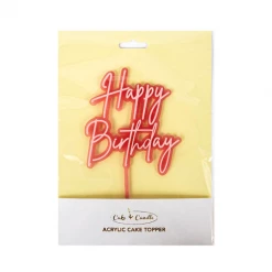 Mint Cake And Party Cake Toppers, Plaques & Candles HAPPY BIRTHDAY Pink/Clear Layered Cake Topper