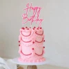 Mint Cake And Party HAPPY BIRTHDAY Hot Pink/Clear Layered Cake Topper 2 Mint Cake And Party HAPPY BIRTHDAY Hot Pink/Clear Layered Cake Topper