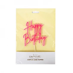 Mint Cake And Party HAPPY BIRTHDAY Hot Pink/Clear Layered Cake Topper