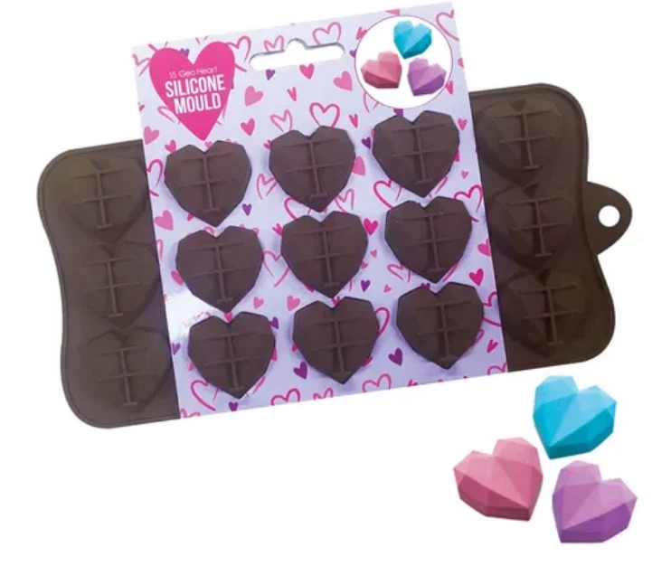 Cake Craft 15 Geo Hearts Silicone Mould Moulds 3 Cake Craft 15 Geo Hearts Silicone Mould Moulds