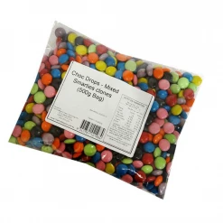 Mint Cake And Party Lollies, Fairy Floss & Chocolate Choc Drops - Mixed (500g Bag)