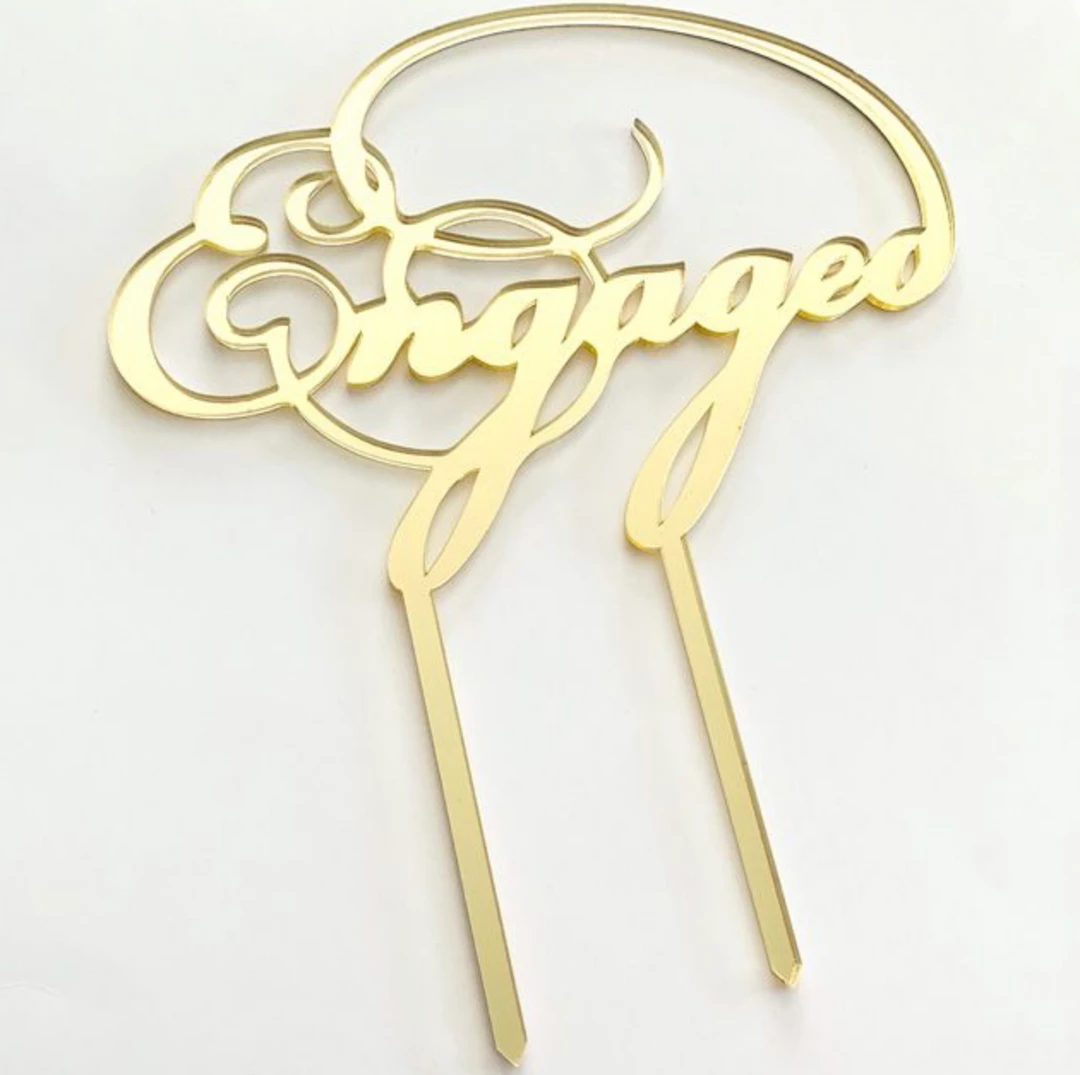 Cake Toppers, Plaques & Candles Cake Craft Acrylic Topper - Engaged 4 Cake Toppers, Plaques & Candles Cake Craft Acrylic Topper - Engaged