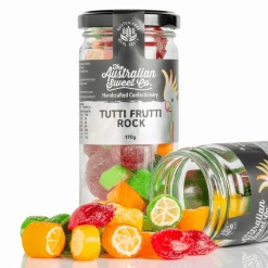 The Australian Sweet Co. Tutti Frutti Assorted Rocks 170g Jar