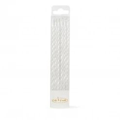 Cake And Candle Spiral Cake Candles Pearlised White (Pack Of 12)