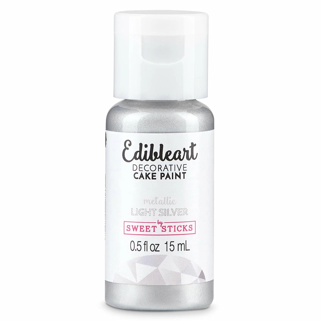 SWEET STICKS Colours, Paints, Dusts, Glitters & Flavours Metallic Light Silver Edible Art Paint 15ml 3 SWEET STICKS Colours, Paints, Dusts, Glitters & Flavours Metallic Light Silver Edible Art Paint 15ml