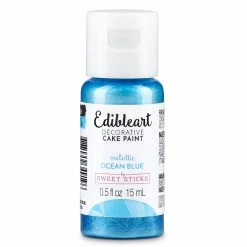 SWEET STICKS Metallic Ocean Blue Edible Art Paint 15ml Colours, Paints, Dusts, Glitters & Flavours